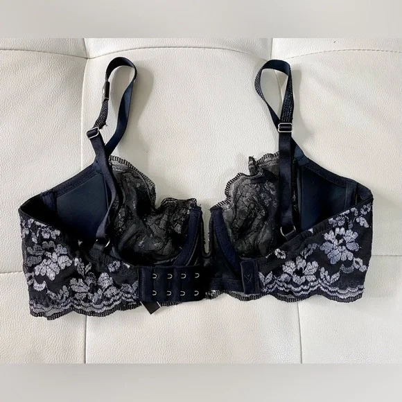 Victoria’s Sectet Push-Up Lace Demi Bra with Rhinestone Straps; Size 32DD - Picture 3 of 3